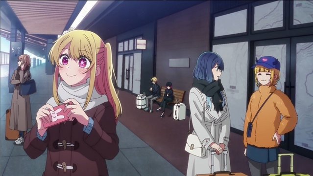 Airport bus stop waiting scene