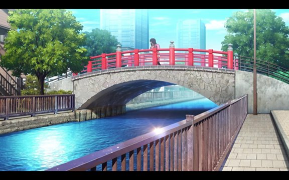 Yuzu runs across Tsukuda Small Bridge