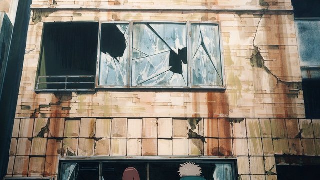 Hiding Beside a Derelict Building