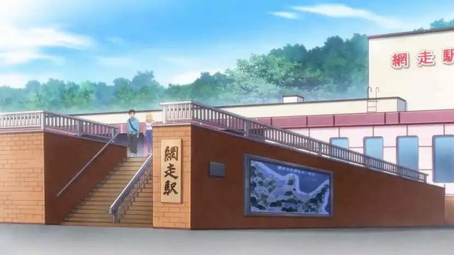 網走駅前での再会