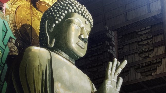 Before the bronze Great Buddha