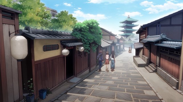 Youthful moment by the five-storied pagoda