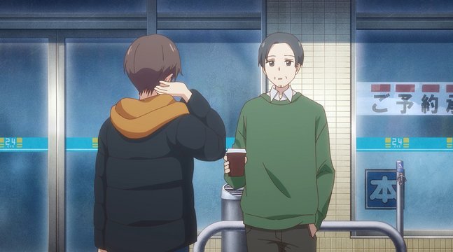 In front of the convenience store in episode 12