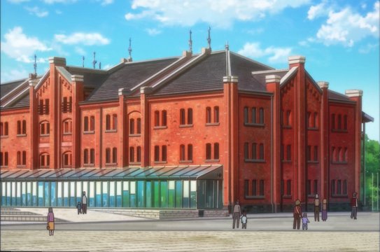Conversation in Front of Red Brick Warehouse