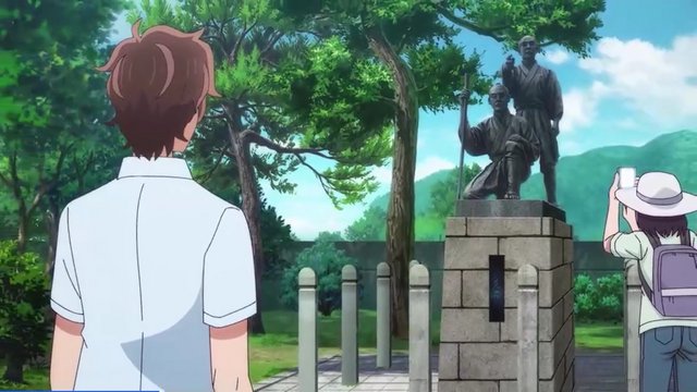 In front of the Tamagawa Brothers statue
