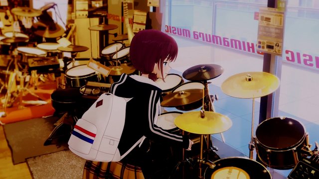 Buying guitars at a music store