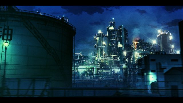 Performance in front of an oil refinery