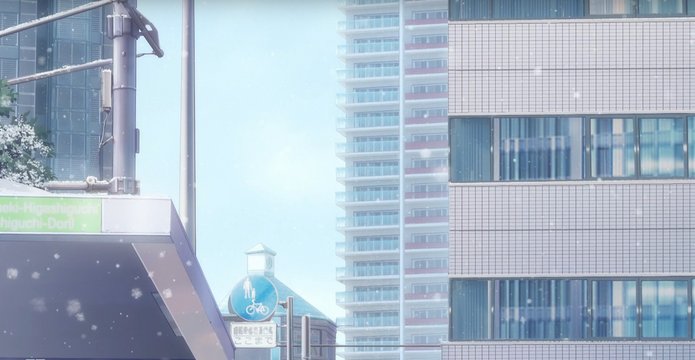 Yuki waiting at the bus stop in the first episode