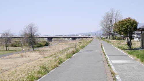 堤防沿いの沈黙の並走