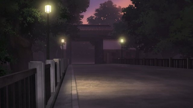 Night talk by the ancient gate and moat