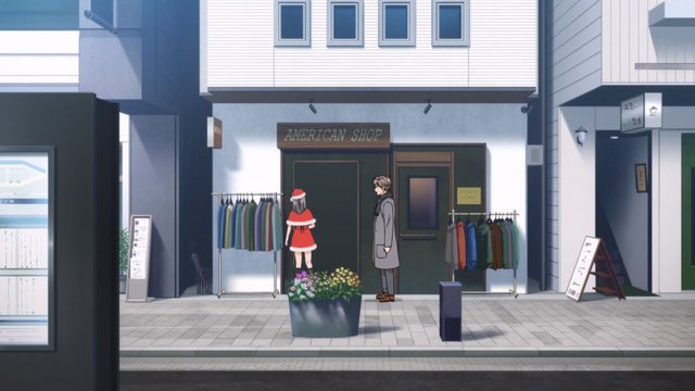 Christmas shopping street scene
