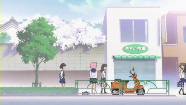 After school in front of a vegetable shop