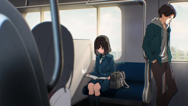 Scene inside a commuter train
