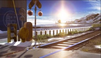 Seaside Railroad Tracks at Sunset