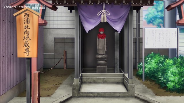 Practice Swing in Front of a Jizo Statue