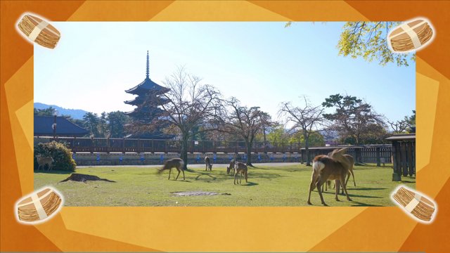Deer girl at an ancient temple