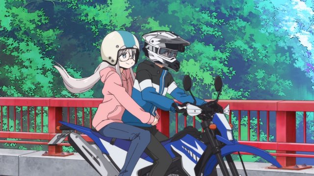 Cycling on a Red Arch Bridge