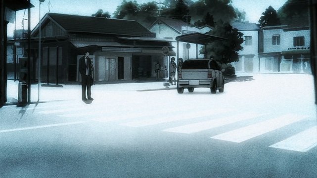 Kyon passing in front of a station