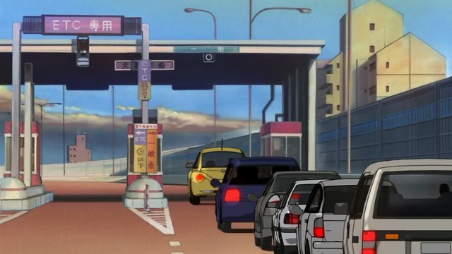 Highway toll gate scene in the OP