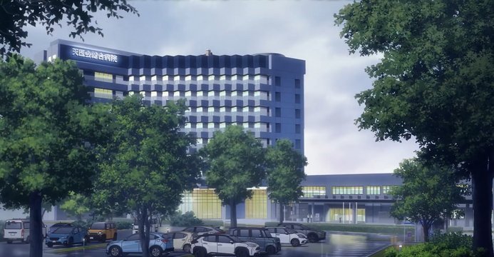 Hospital entrance scene
