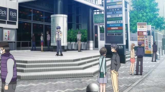 In front of a large electronics store