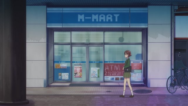 夜のコンビニ前