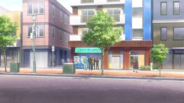 Sidewalk in front of a Japanese-style bathhouse
