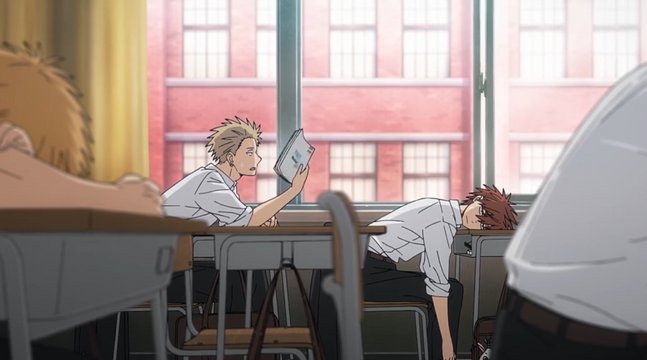 After-school scene inside Fukashi High School building