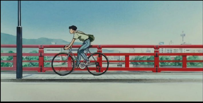 The bridge Taku cycles across