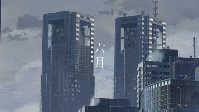 Rainy view of twin towers