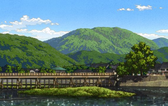 Wooden Bridge Over a Wide River