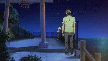 Evening conversation at the shrine steps