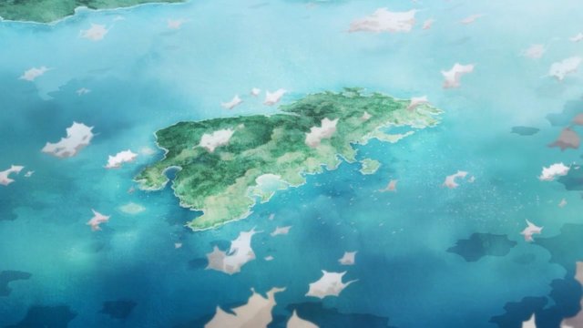 Distant view of island coastline