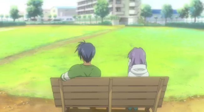 Kyou and Tomoya's "Practice Kiss" Park Bench