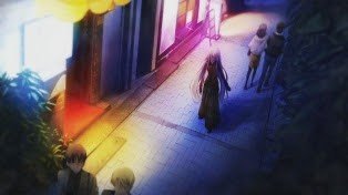 Neon-lit love hotel street