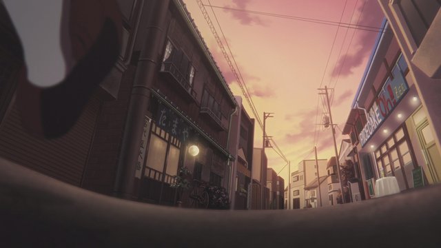Shopping arcade in front of Tamako's house