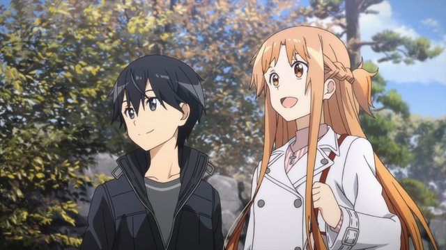 Kirito and Asuna under the tree in Alfheim