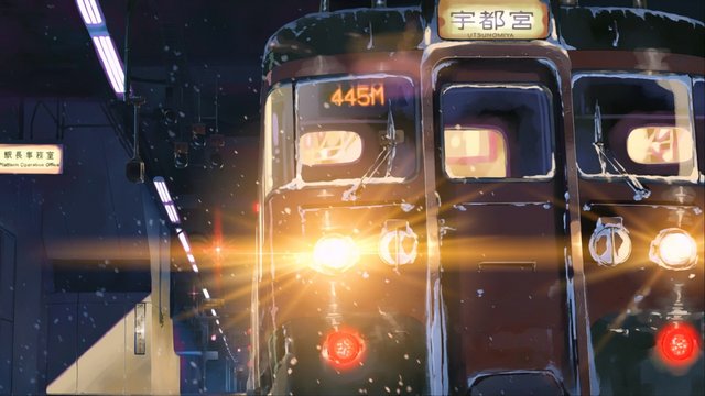 Snowy night waiting at the station